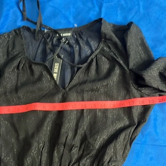 ⭐️ NWT- Steve Madden smocked waist black mini dress - size XS - Picture 5 of 10